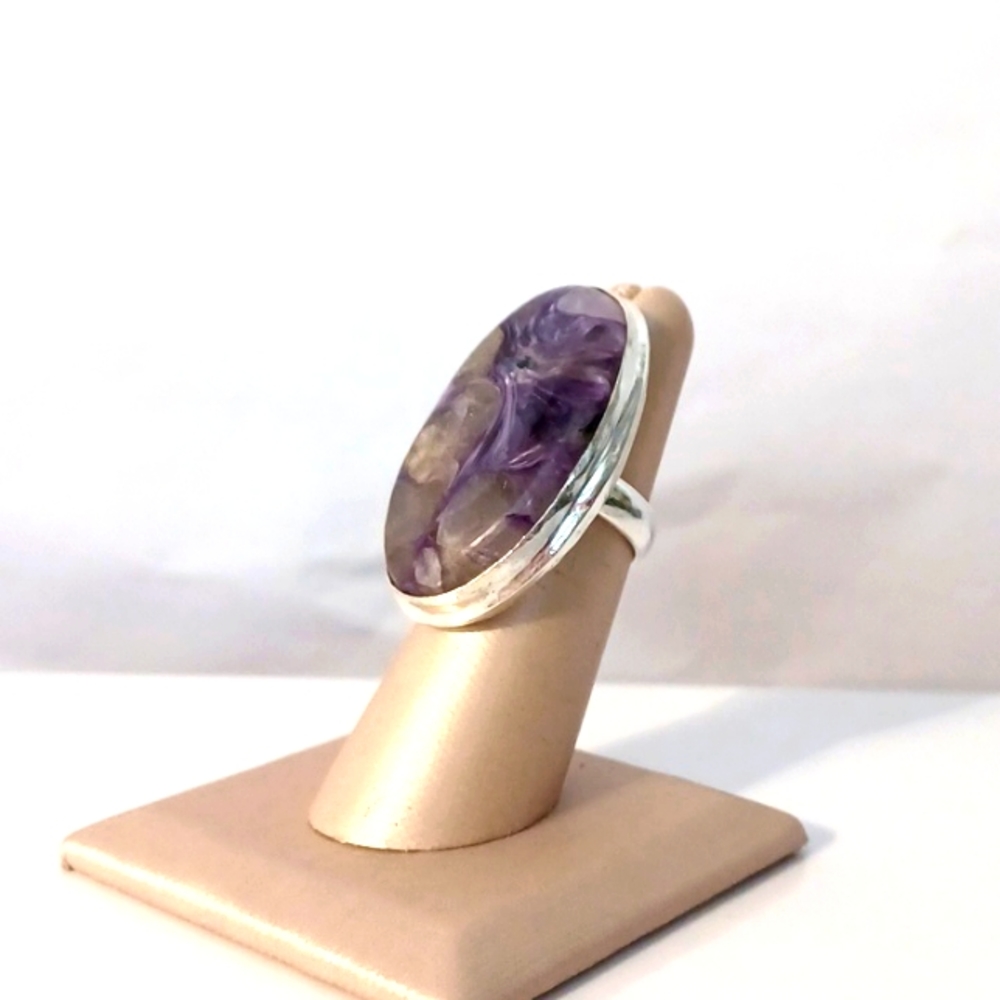 Charoite,925 sterling silver ring! Handmade! Sz.6 - Picture 3 of 7